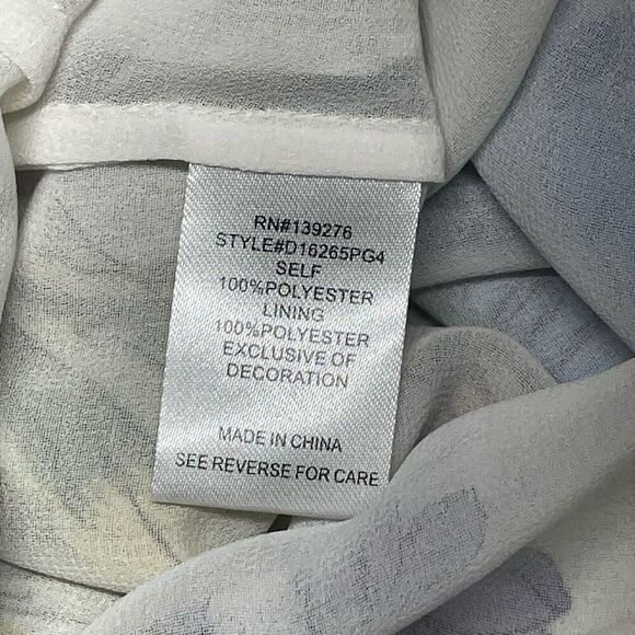 Daniel Rainn Semi-Sheer White Floral Notch Neck Top N0476 - Picture 6 of 7